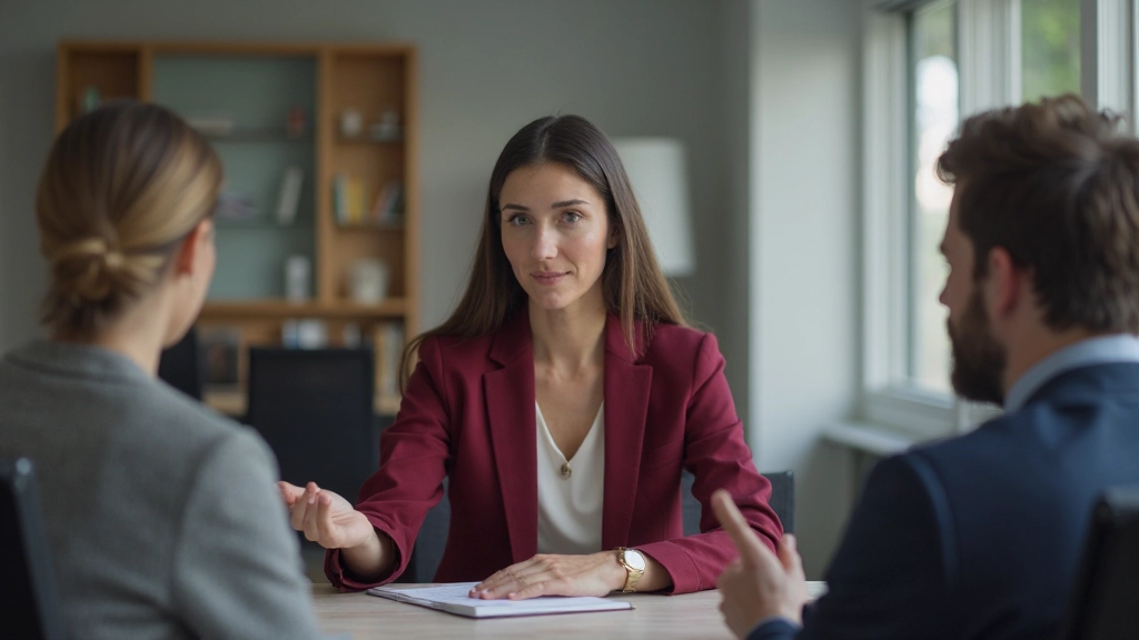 Real estate professional presenting property investment opportunities to client in conference room